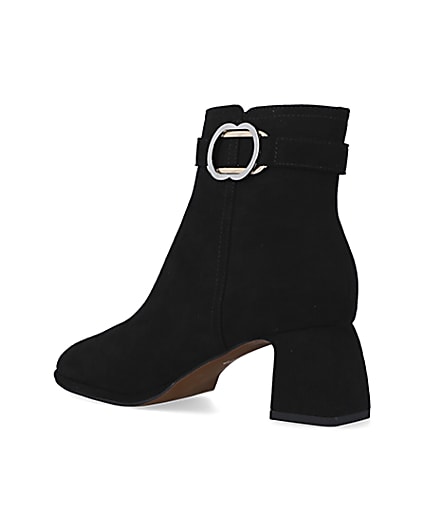 360 degree animation of product Black faux suede buckle ankle boots frame-6