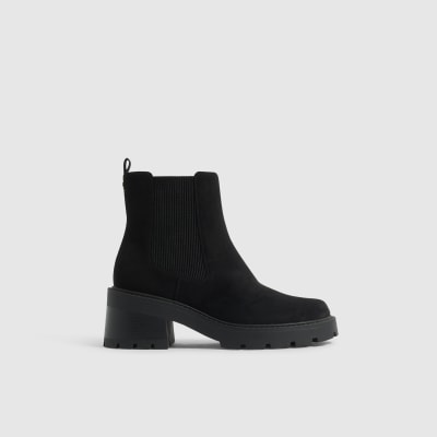 Faux Suede Cleated Sole Chelsea Boots
