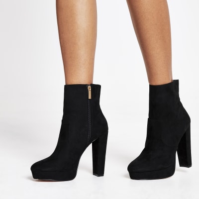 platform black heel boots