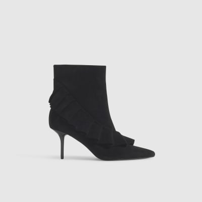 Faux Suede Ruffle Side Boots