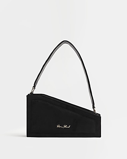 Black faux suede shoulder bag