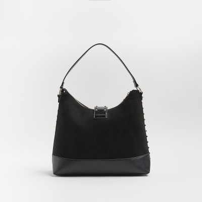 River island black outlet pocket front slouch bag