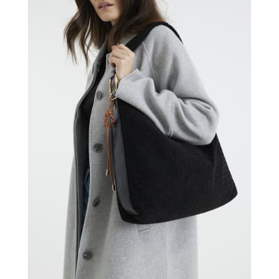 Woven Suede Tote Bag For Women - Faux Suede Hobo Shoulder Bag, Slouchy & Soft Handbag