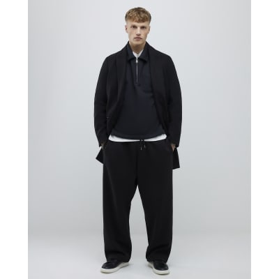 Black Faux Wool Overcoat