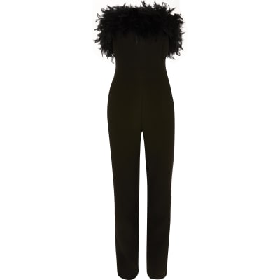 jumpsuit with feathers