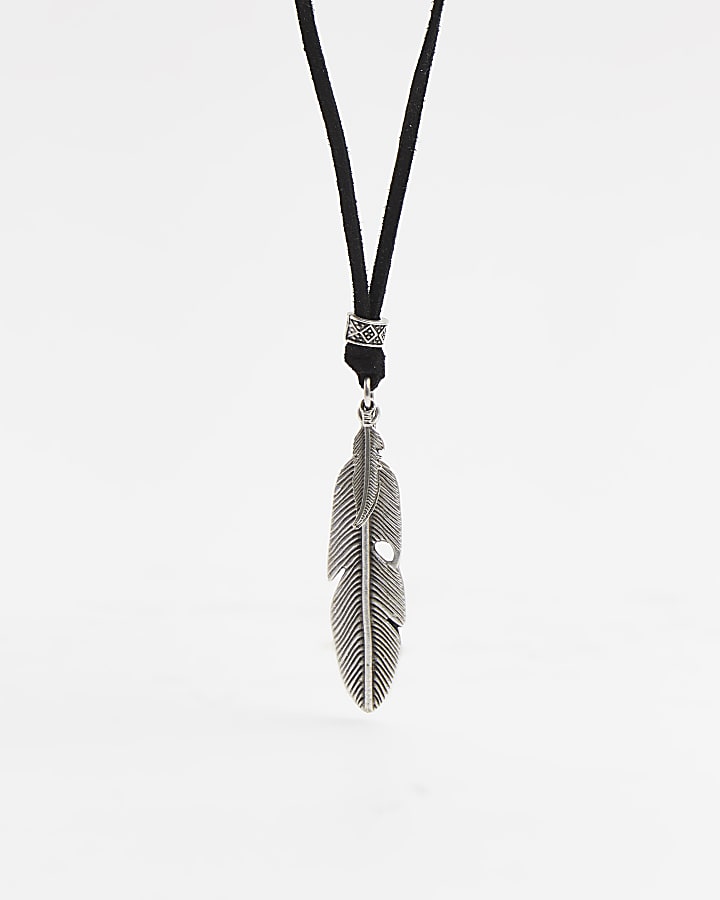 Black Feather Charm Necklace