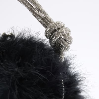 Black Feather Cross Body Bag River Island