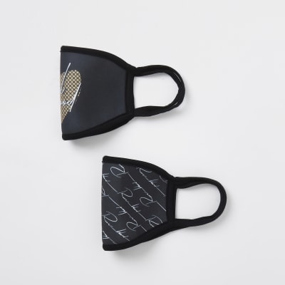 Black 'Feel Good' RI face covering pack of 2