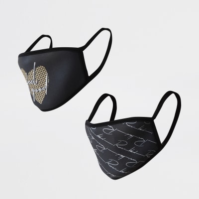 Black 'Feel Good' RI face covering pack of 2
