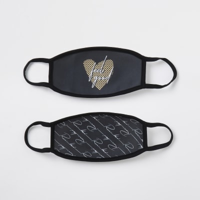 Black 'Feel Good' RI face covering pack of 2