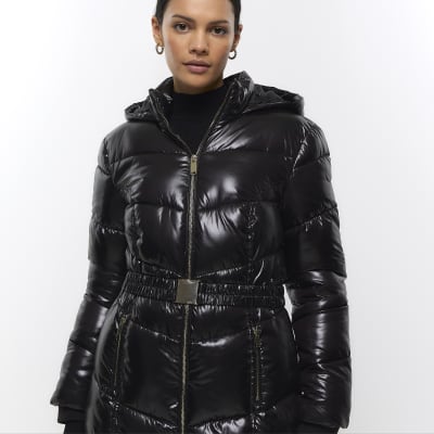 Black fitted padded jacket | River Island