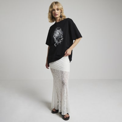 Black Flackstock graphic print t-shirt | River Island