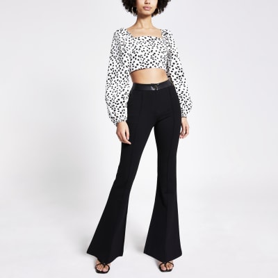 Black flare trousers | River Island