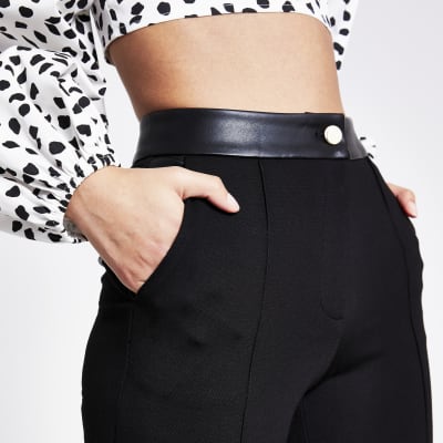 river island black flared trousers