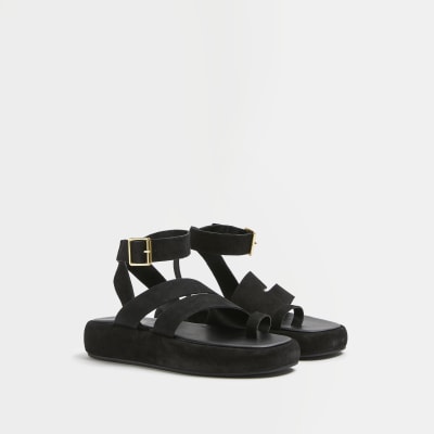 black flatform gladiator sandals