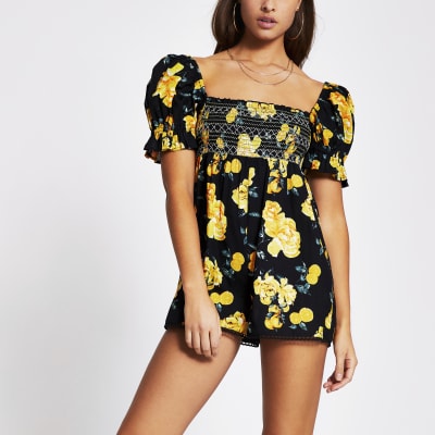river island gold playsuit