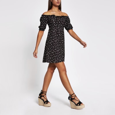 bardot sleeve dress