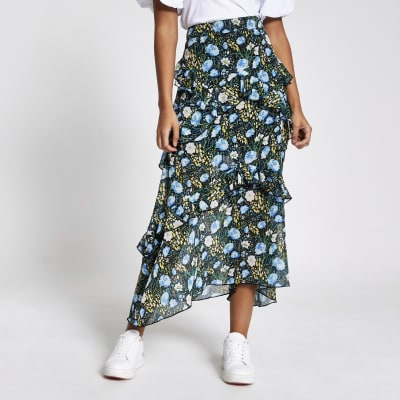 denim midi skirt river island