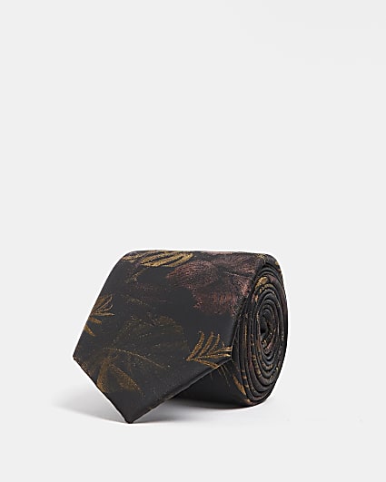 Black floral Print Tie