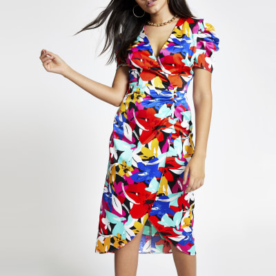 river island wrap front midi dress