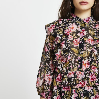 floral ruffle shirt