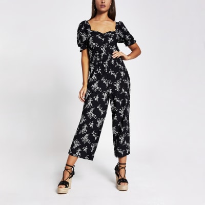 floral black jumpsuit