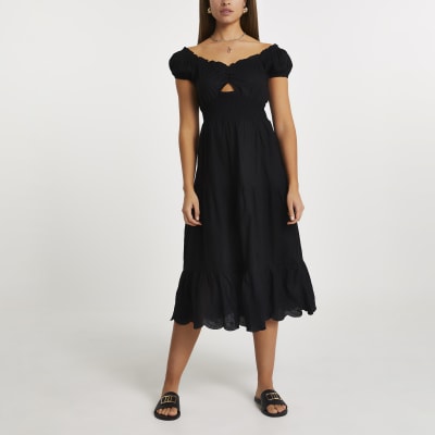 Black Florence Midaxi Dress | River Island