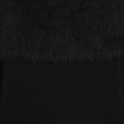 Black fluffy bardot jumper best sale