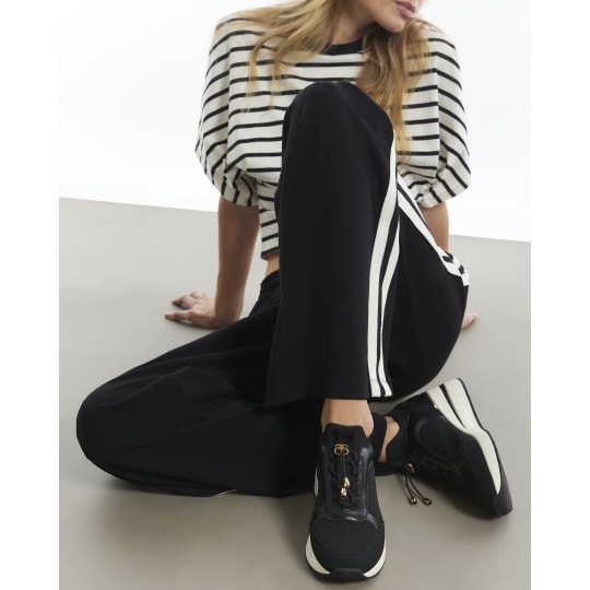 River Island Black Flyknit Toggle Wedge Trainers