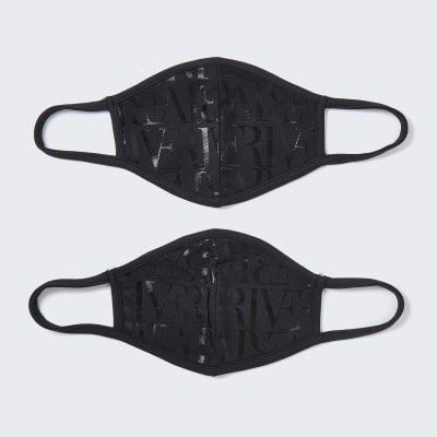 Black foil river monogram face masks 2 pack