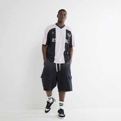 Black Football Striped Mesh T-Shirt