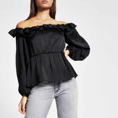 black bardot blouse