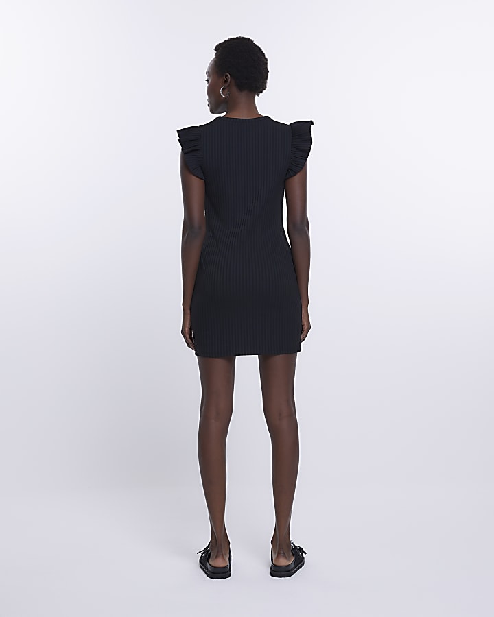 Black frill bodycon mini dress