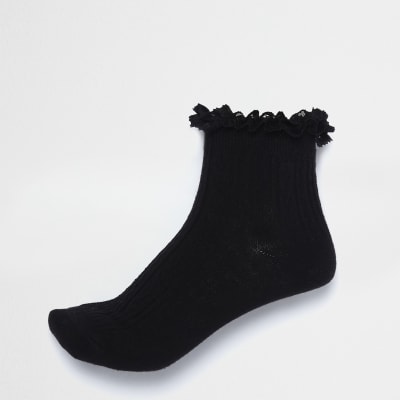 black frilly socks womens