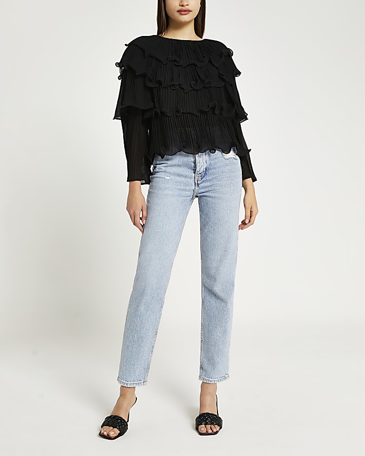 Black frill detail layered top