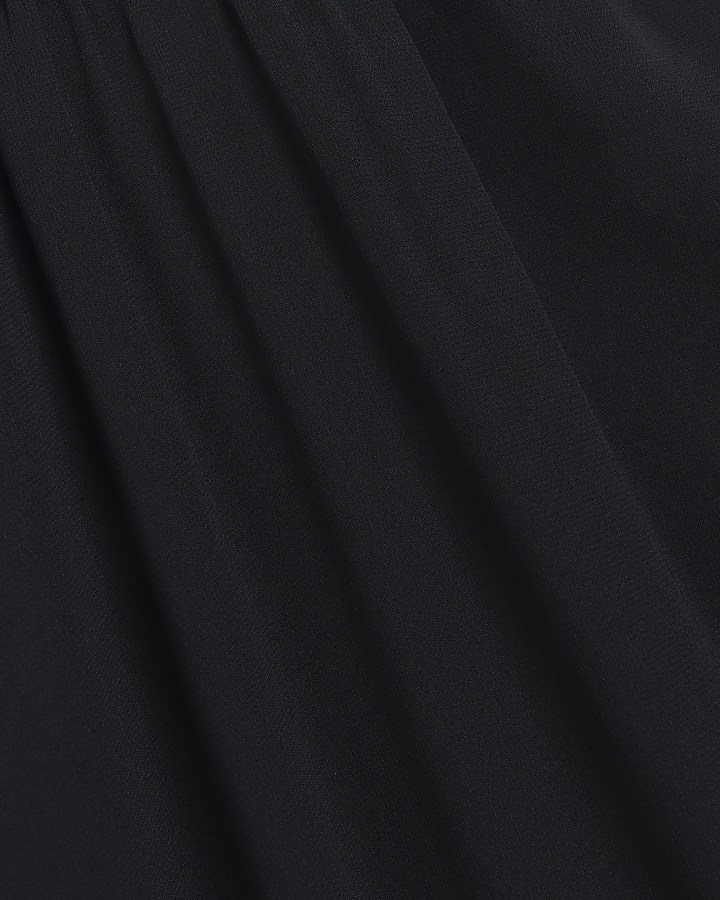 Black frill detail sleeveless slip maxi dress