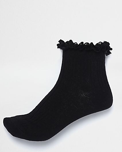Black frill detail socks