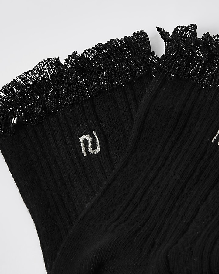 Black frill detail socks