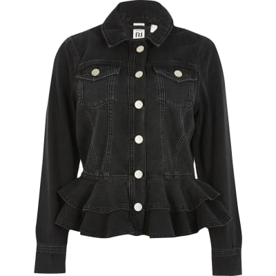 black fitted denim jacket