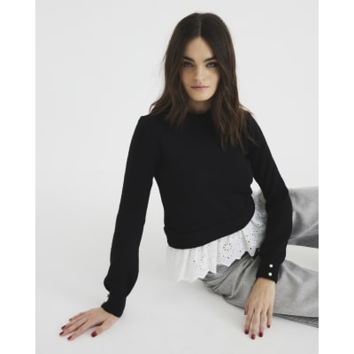 【美品】BB FRILL JUMPER LONG Black Frill Jumper | River Island