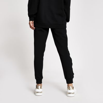Black frill side RI joggers