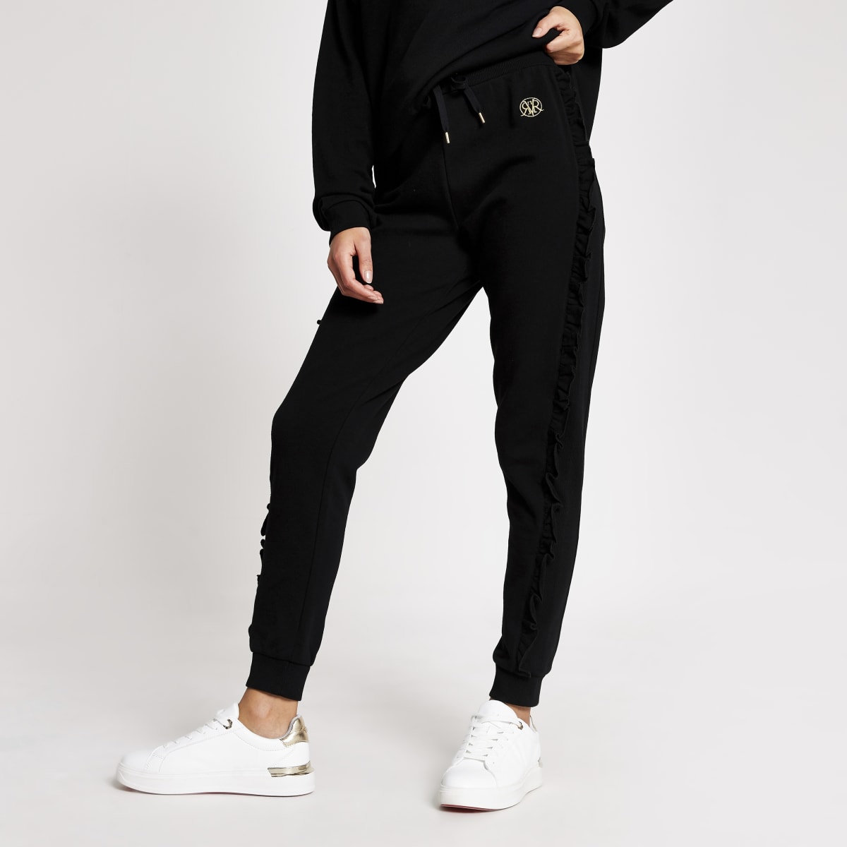 Black frill side RI joggers