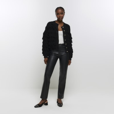Black fringe detail cardigan River Island