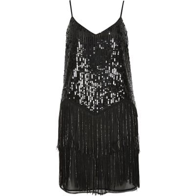 river island white fringe dress