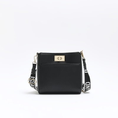 River Island Black lock front slouch bag