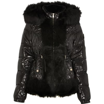 river island black padded coat