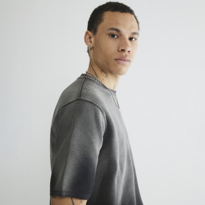 Black Garment Dye Knitted T-Shirt