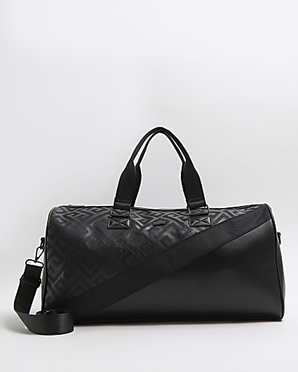 Black geometric holdall bag