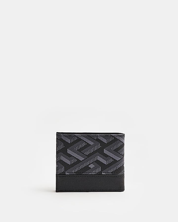 Black geometric pebbled wallet