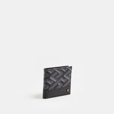 Black geometric pebbled wallet